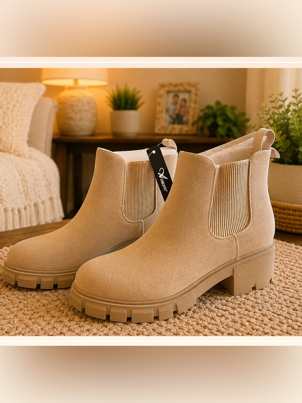 Athlefit Taupe Chelsea Ankle Boots Women’s 10 NWT Lug Sole Booties